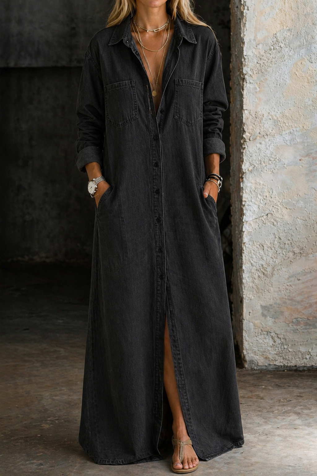 Martina | Vestito in denim con bottoni