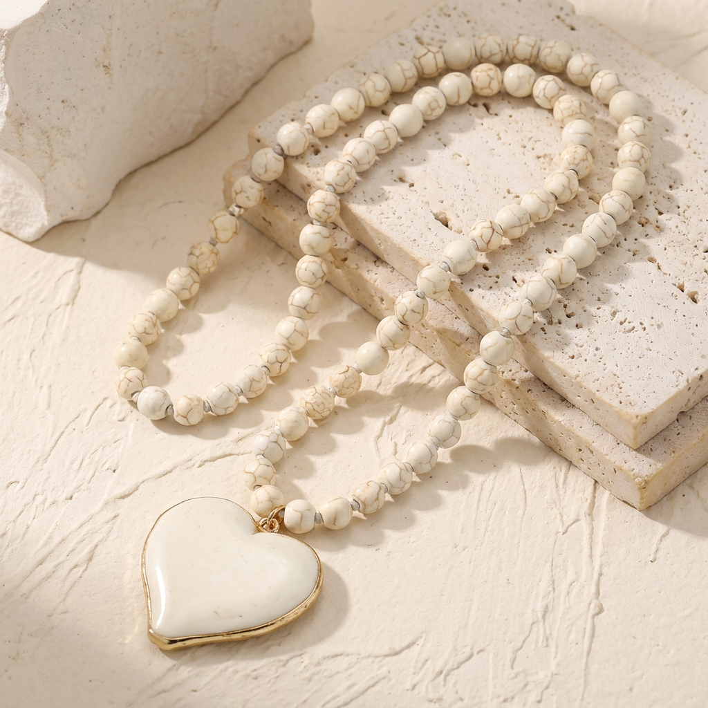 Collana con Perle a Cuore Turchesi