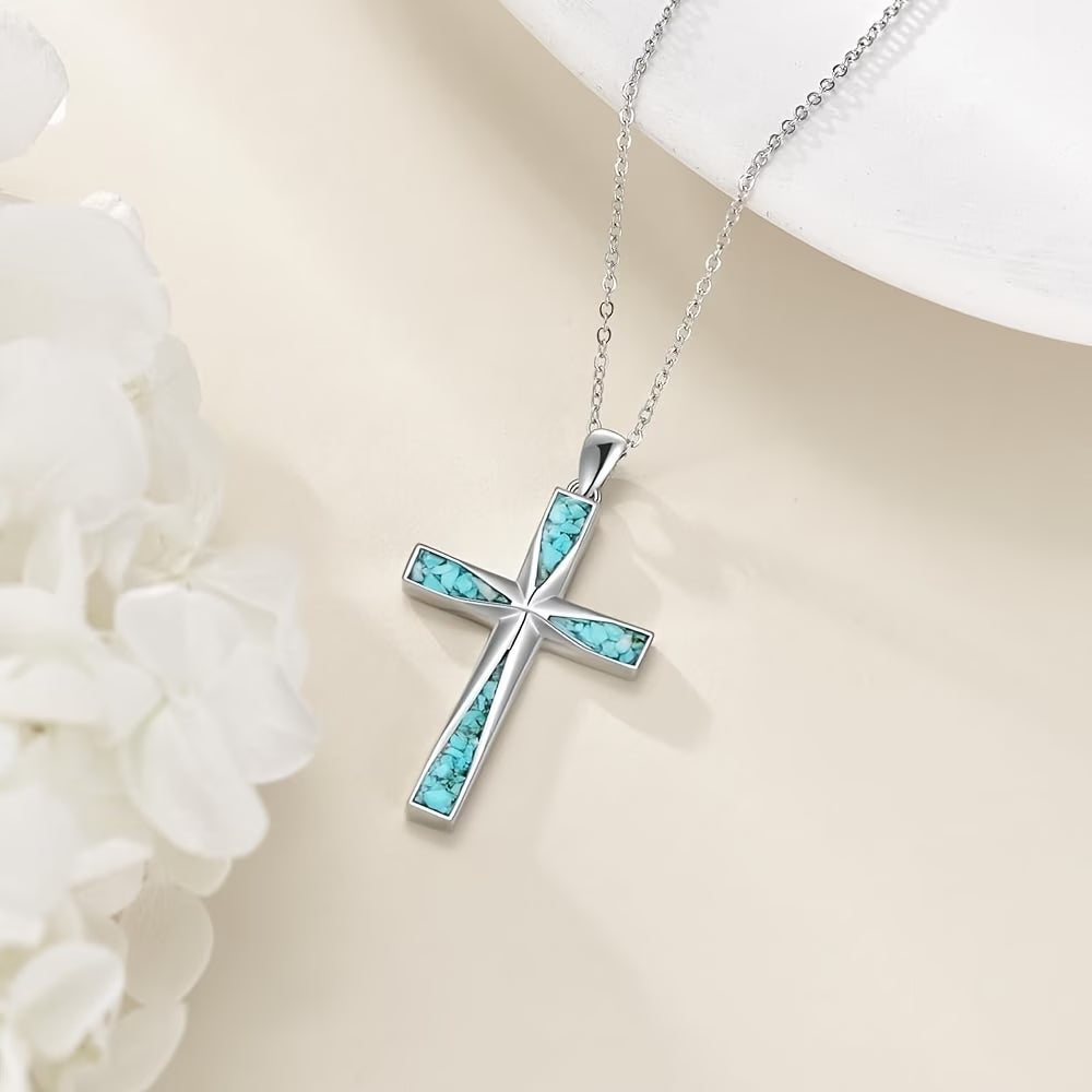 Collana a Catena con Croce Turchese Celestiale