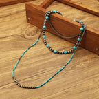 Collana e Orecchini con Perline in Contrasto Turchese (5 pezzi)