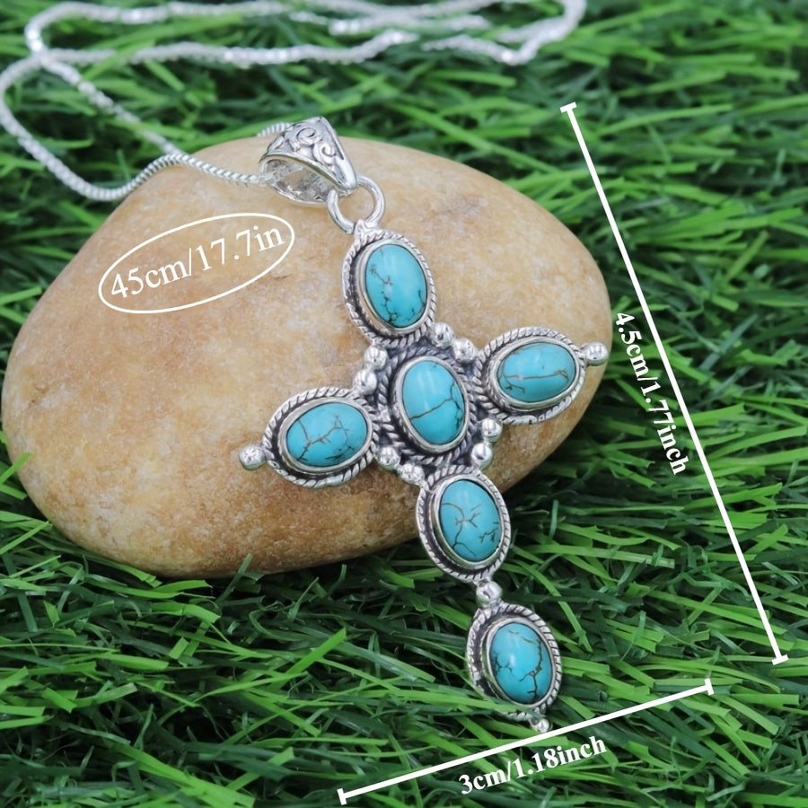Collana con Croce Bohemiana in Turchese