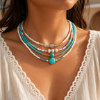 Set di Braccialetti in Perle Bohemiane e Turchesi