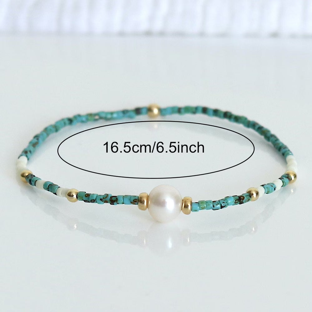 Bracciale Minimal in Turchese e Perle