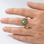 Anello Premium in Perla Turchese Floreale