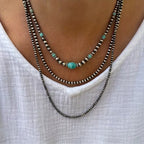 Collana Moderna a Tre Fili Turchese