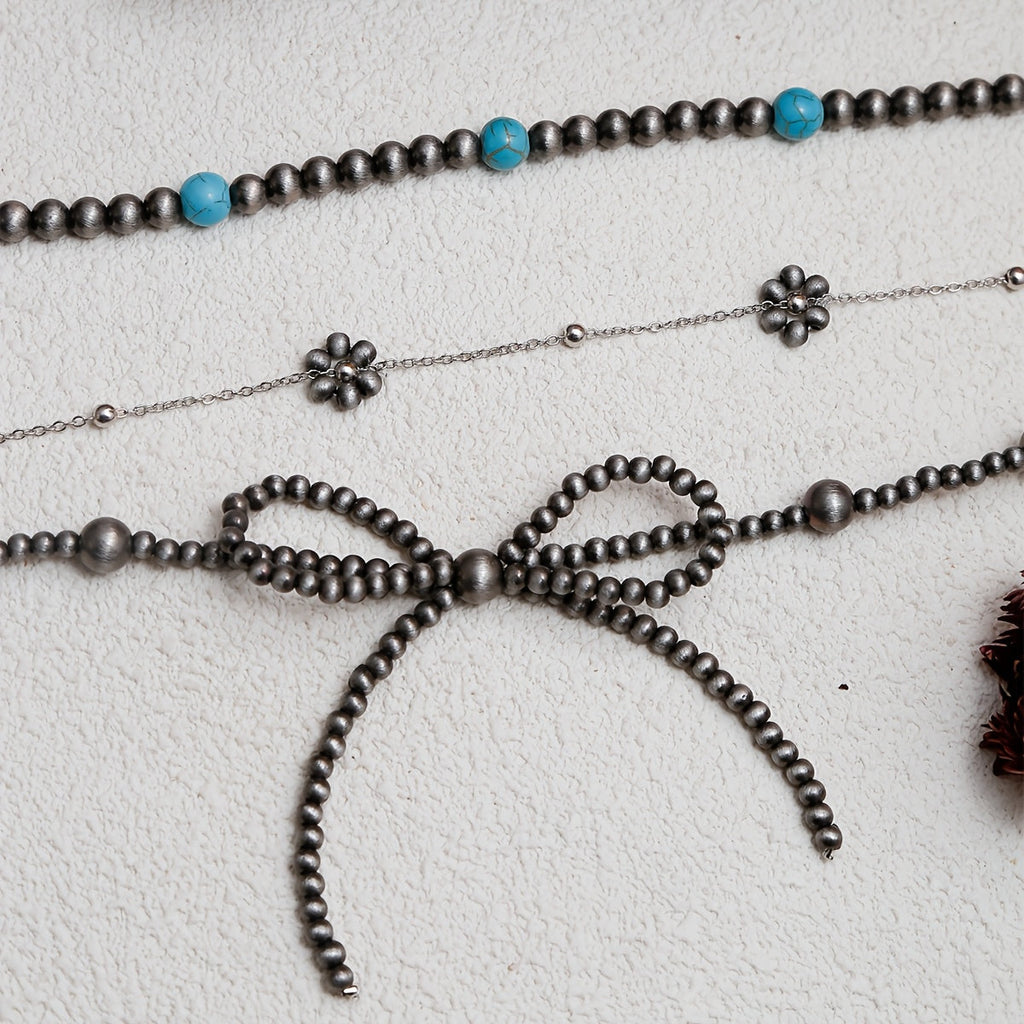 Set di Collane con Fiocco Turchese (3 pezzi)