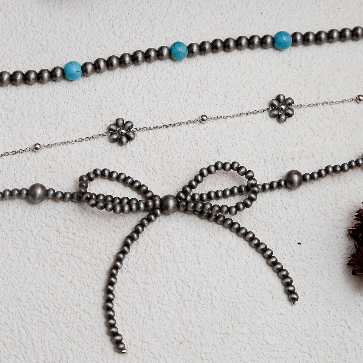 Set di Collane con Fiocco Turchese (3 pezzi)