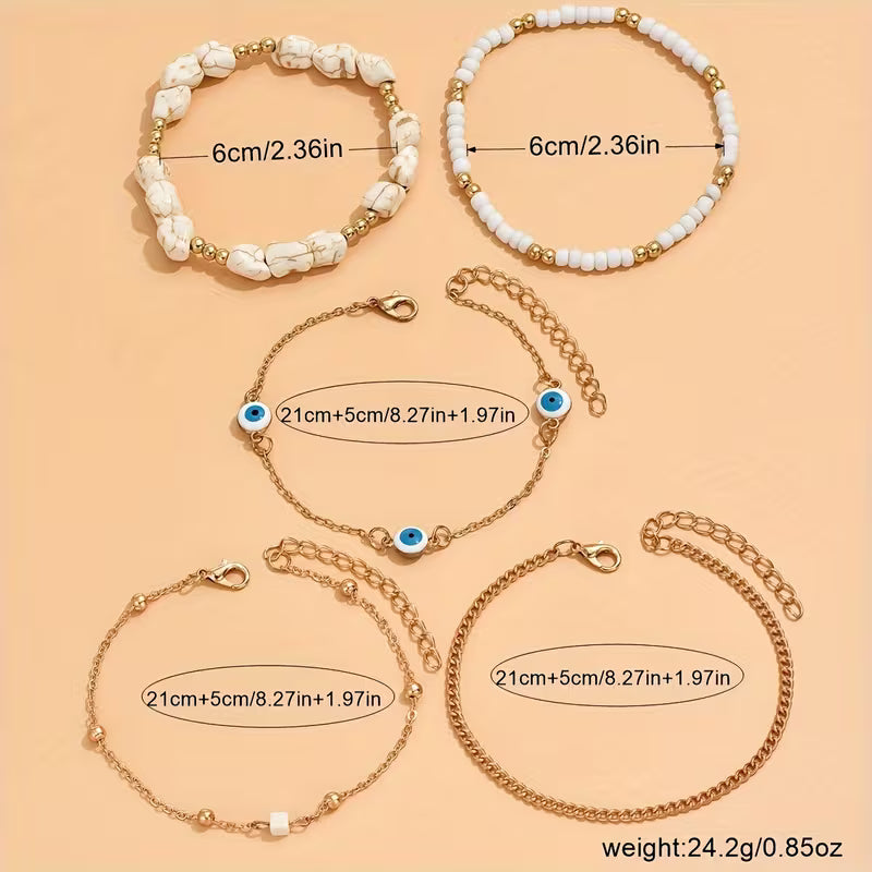 Braccialetto alla Caviglia Boho Turchese Set