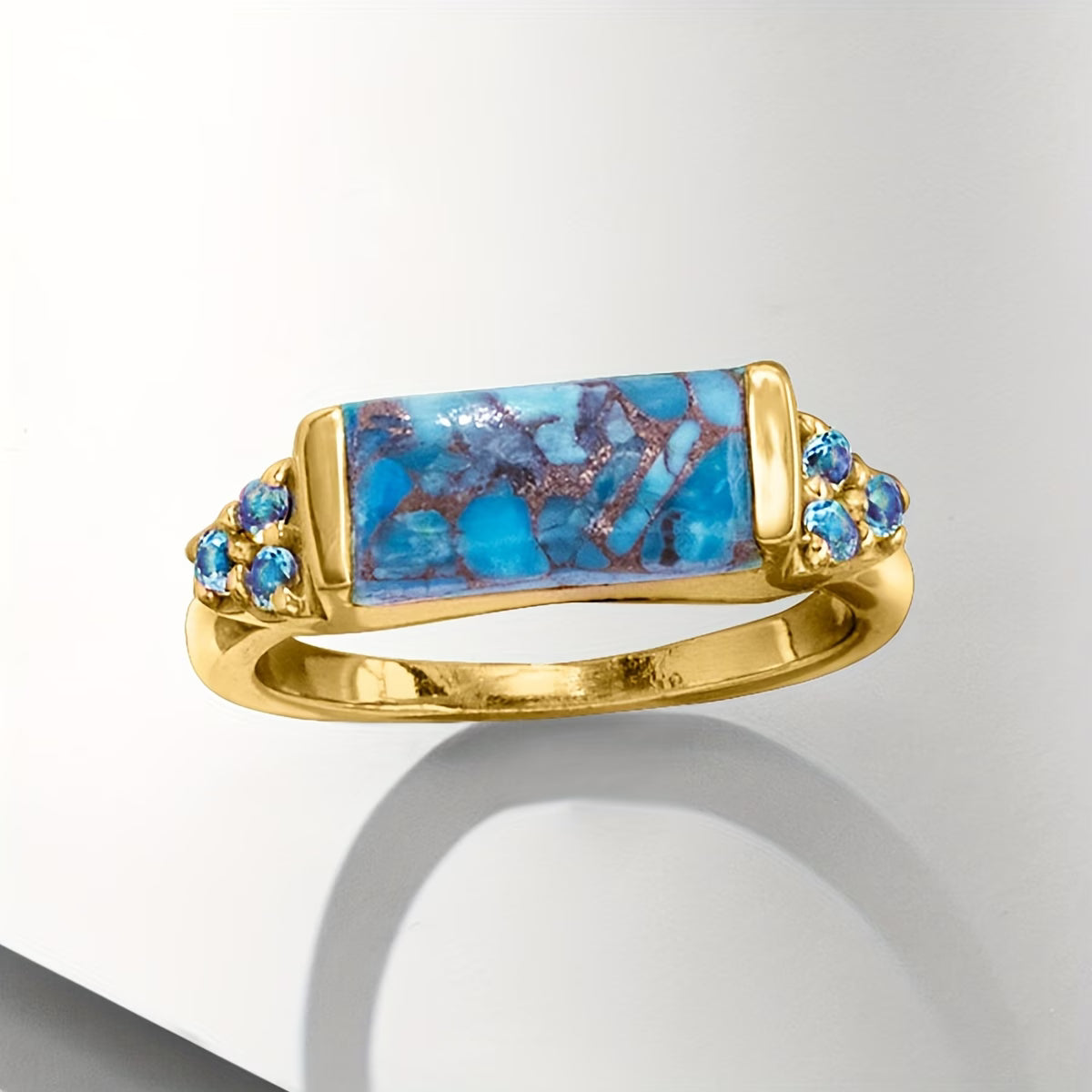 Anello Bohemien in Oro e Turchese