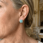 Bellissimi Orecchini a Perno Quadrati Turchesi