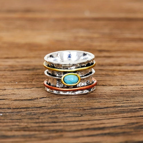 Anello Incastonato in Turchese Bohemien