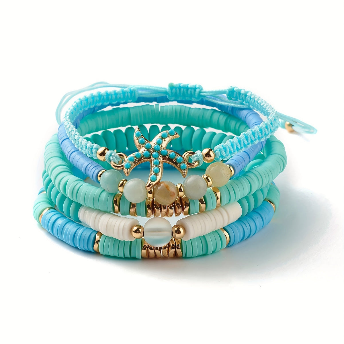 Set di 5 Bracciali Costieri Turchesi di Lusso