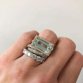 Set di Anelli in Vetro Turchese Vintage in Argento