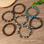 Bracciale con Perle Turchesi Set da 7 Pezzi