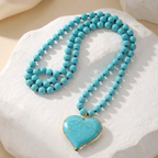 Collana con Perle a Cuore Turchesi