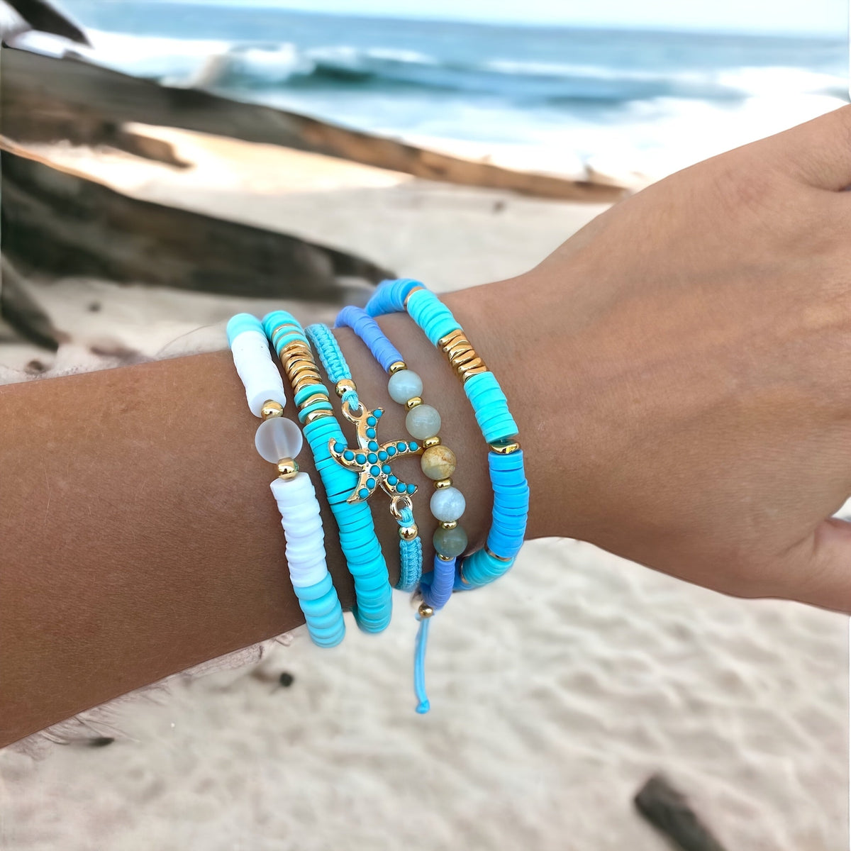 Set di 5 Bracciali Costieri Turchesi di Lusso