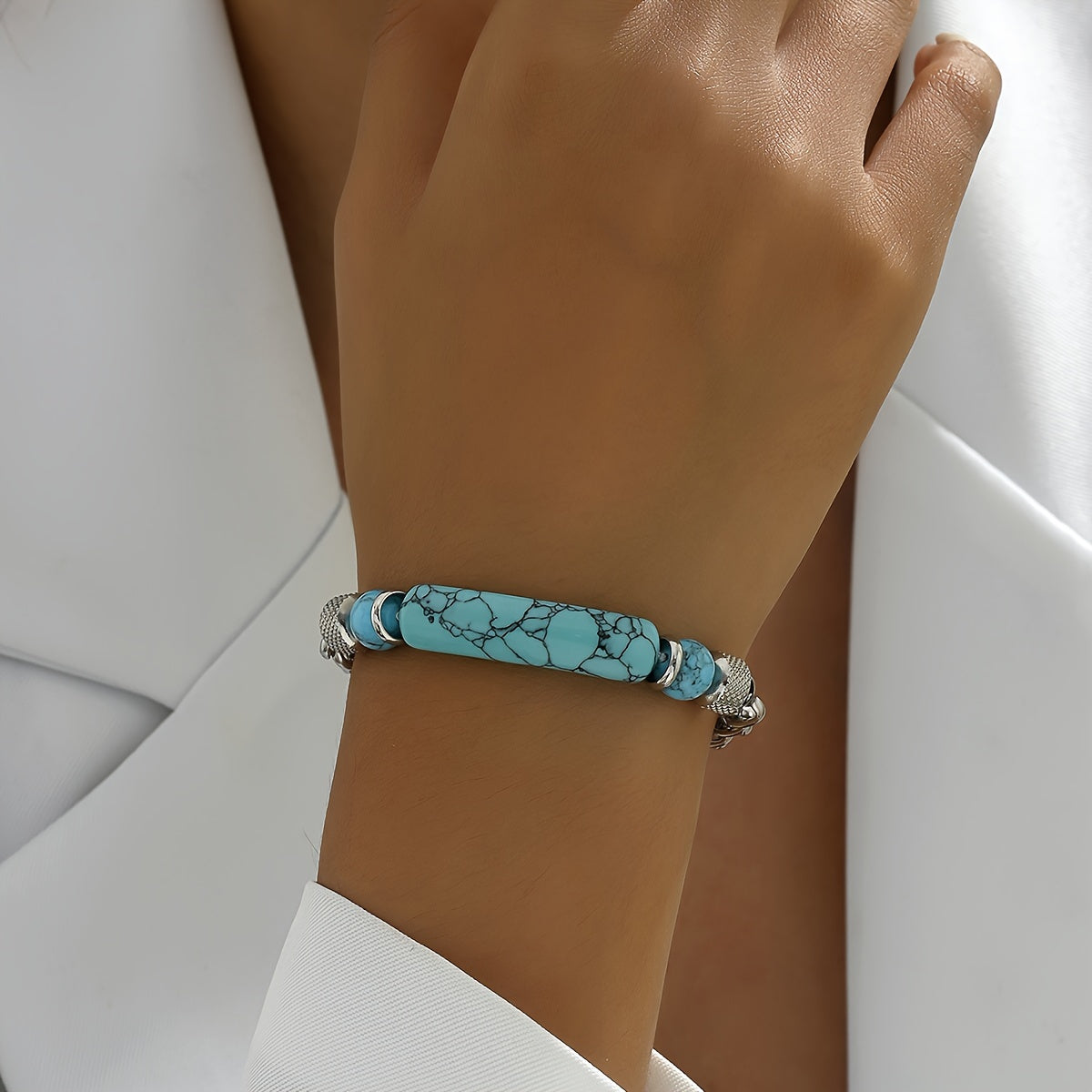 Bracciale Elegante in Argento e Turchese