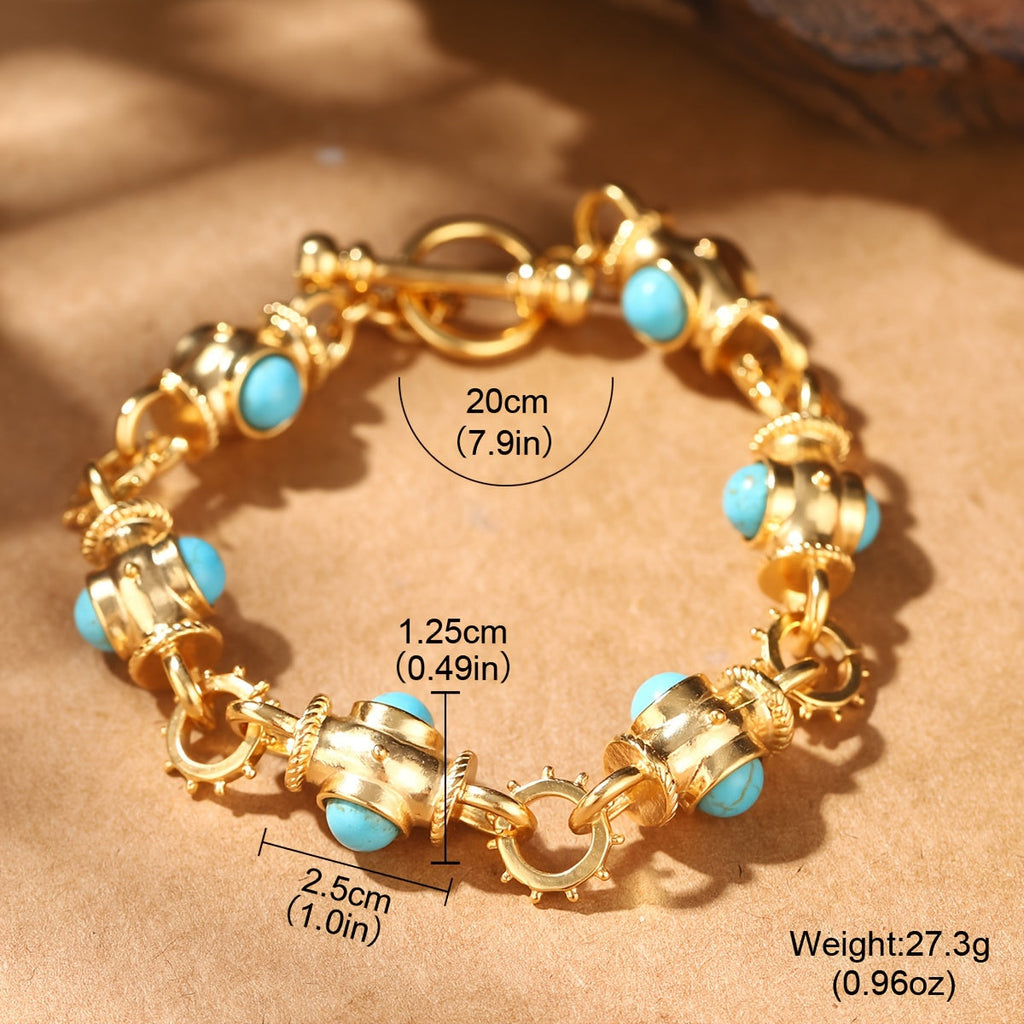 Bracciale Elegante in Cabochon Turchese