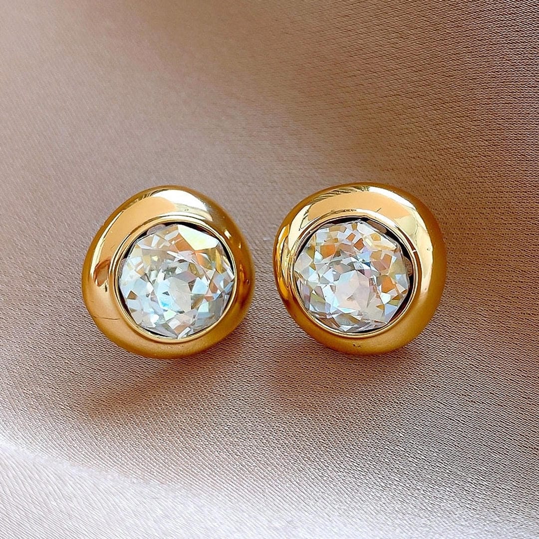 Orecchini in Zirconia Rotonda Oro Senza Tempo