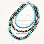Collana Stratificata Turchese Retro Set da 3 Pezzi