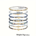 Braccialetto a Perline a Cuore Sottile Set di 7