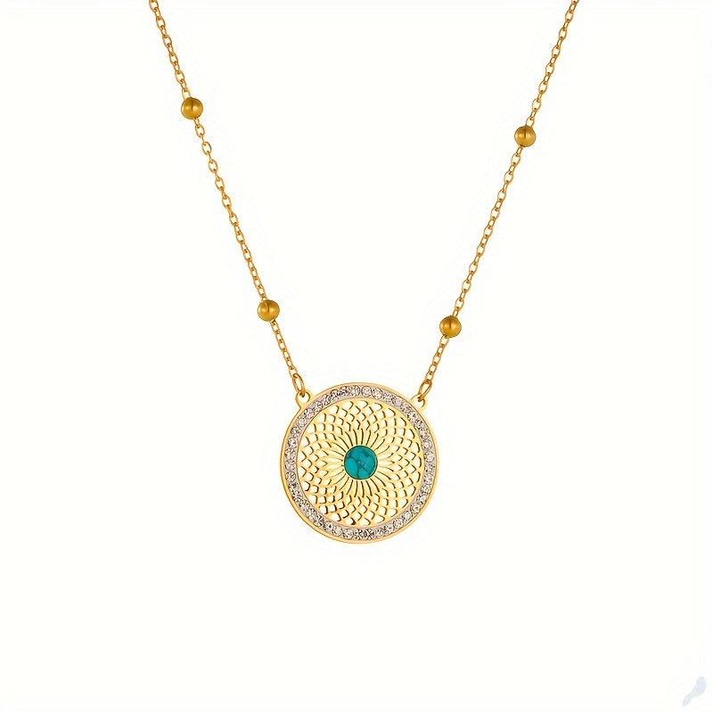 Set di Gioielli Elegante con Medaglione Turchese