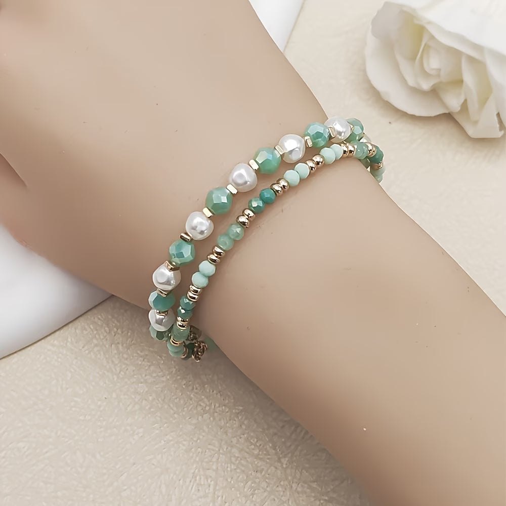 Set di Bracciali Bohemien in Perle Turchesi
