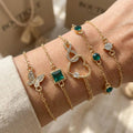 Set di Bracciali in Pietra di Cristallo Verde Hallow Heart