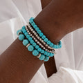Set di 5 braccialetti grandi in turchese