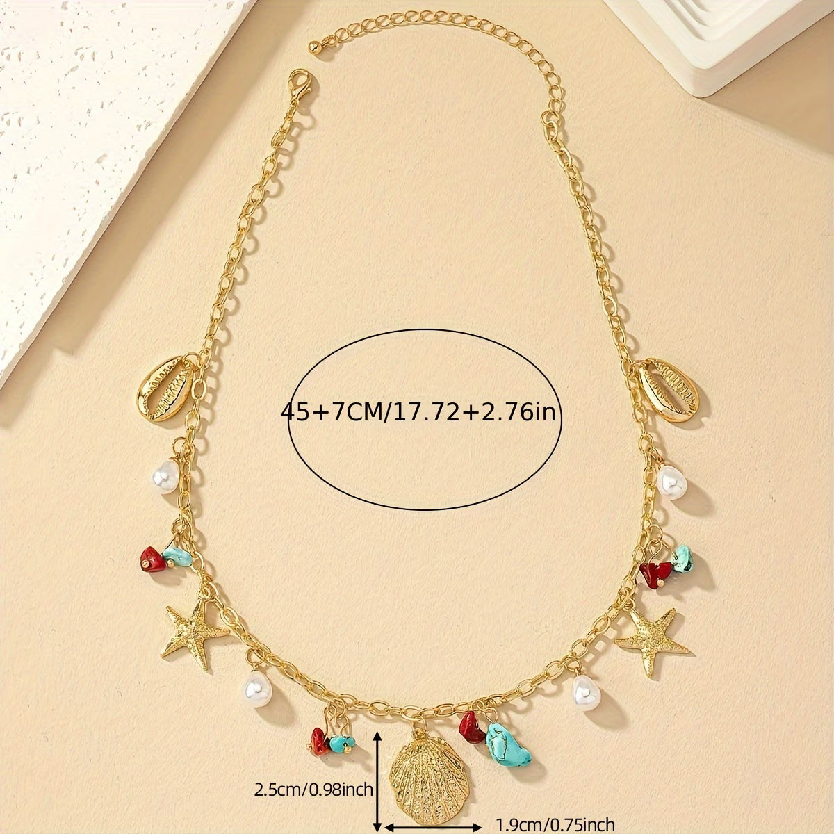 Bracciale in Perle Costiere e Conchiglie Turchesi