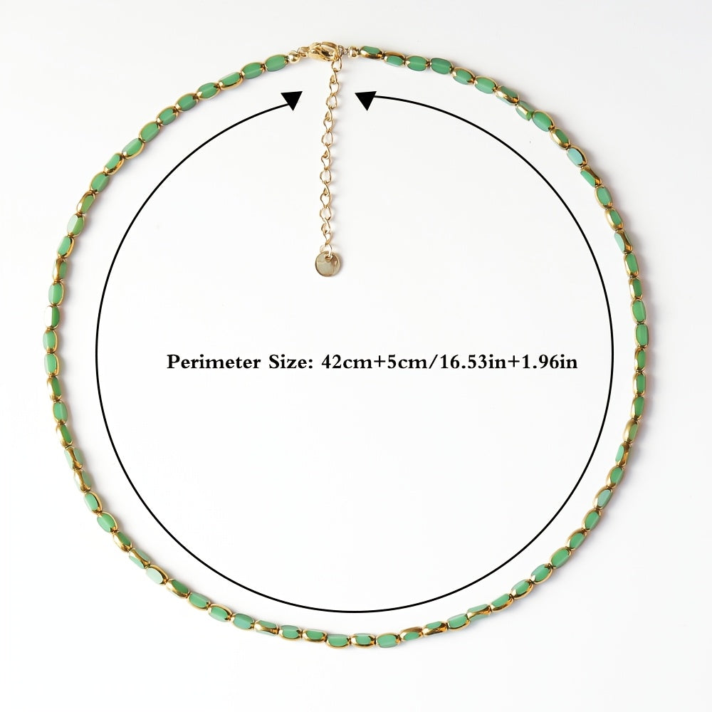 Collana Elegante in Perline Ovali Turchesi