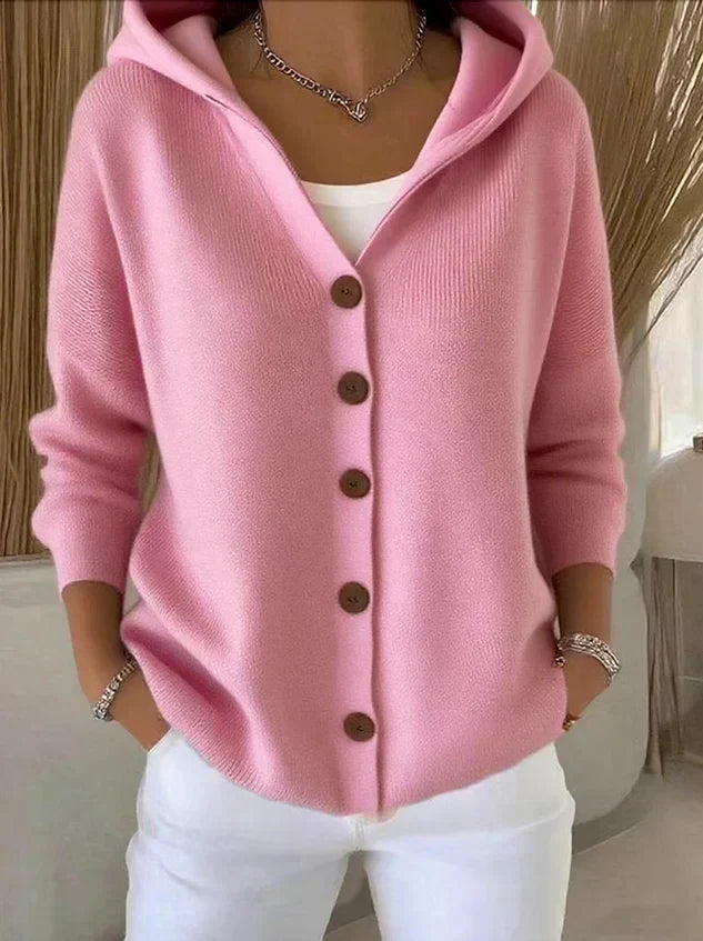 Darienne™ | Cardigan a maglia con cappuccio e bottoni