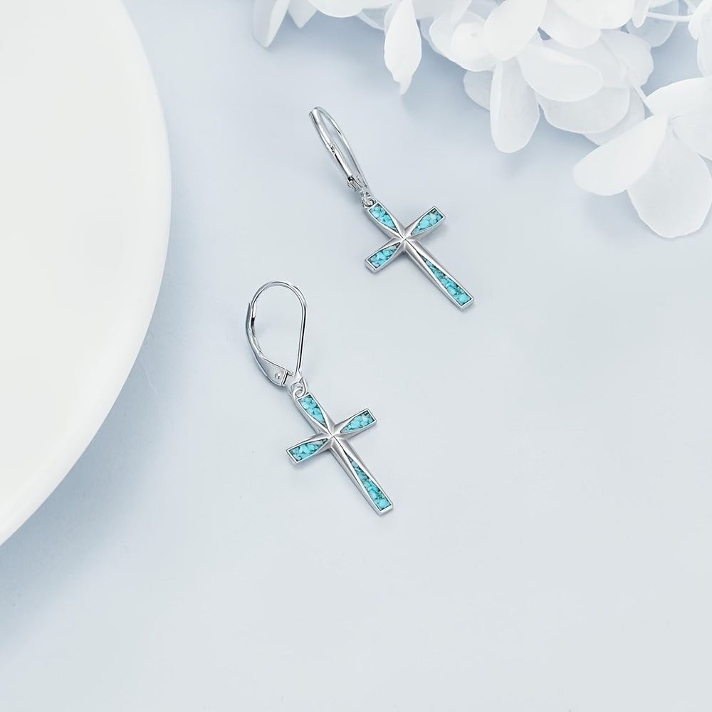 Orecchini Vintage con Croce Turchese