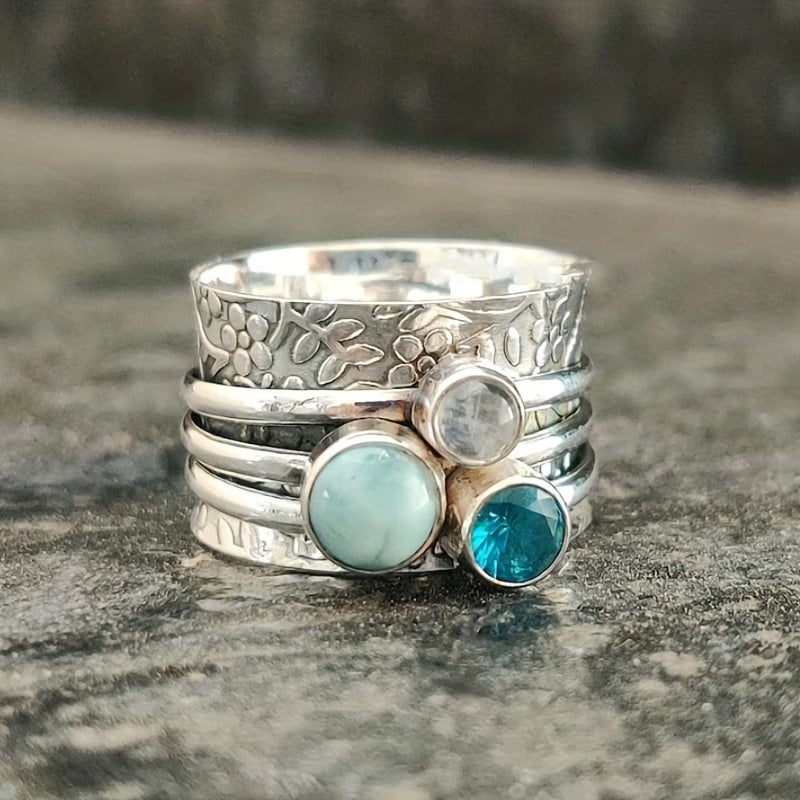 Anello in Gemma Turchese Boho Vintage
