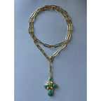 Collana Lariat con Croce Turchese