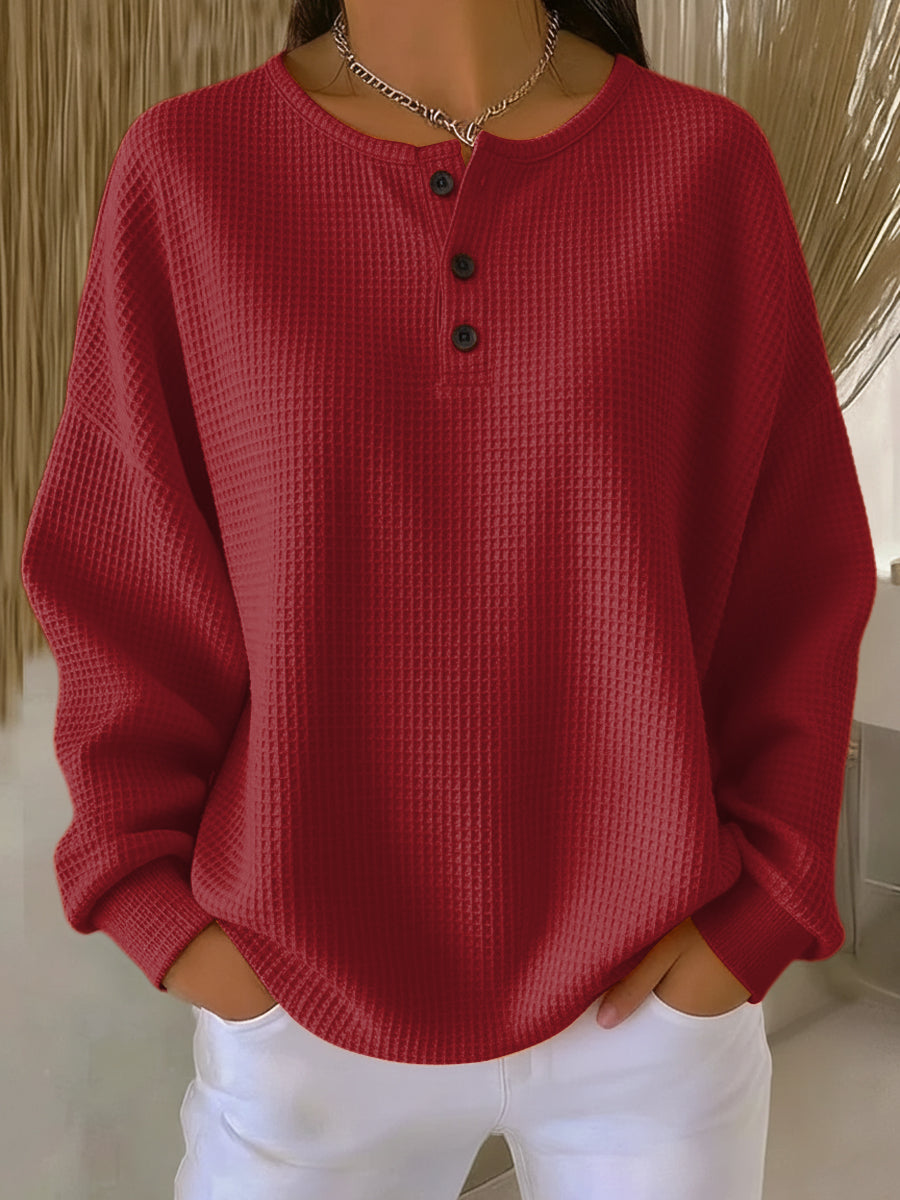 Mirabel™ | Comoda felpa Henley in tessuto waffle