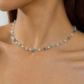 Bracciale di Perle Sottile e Bead Turchese
