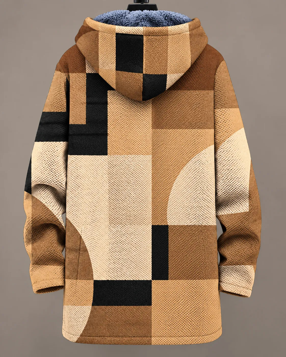 Chiara | Giacca Lunga con Cappuccio Patchwork