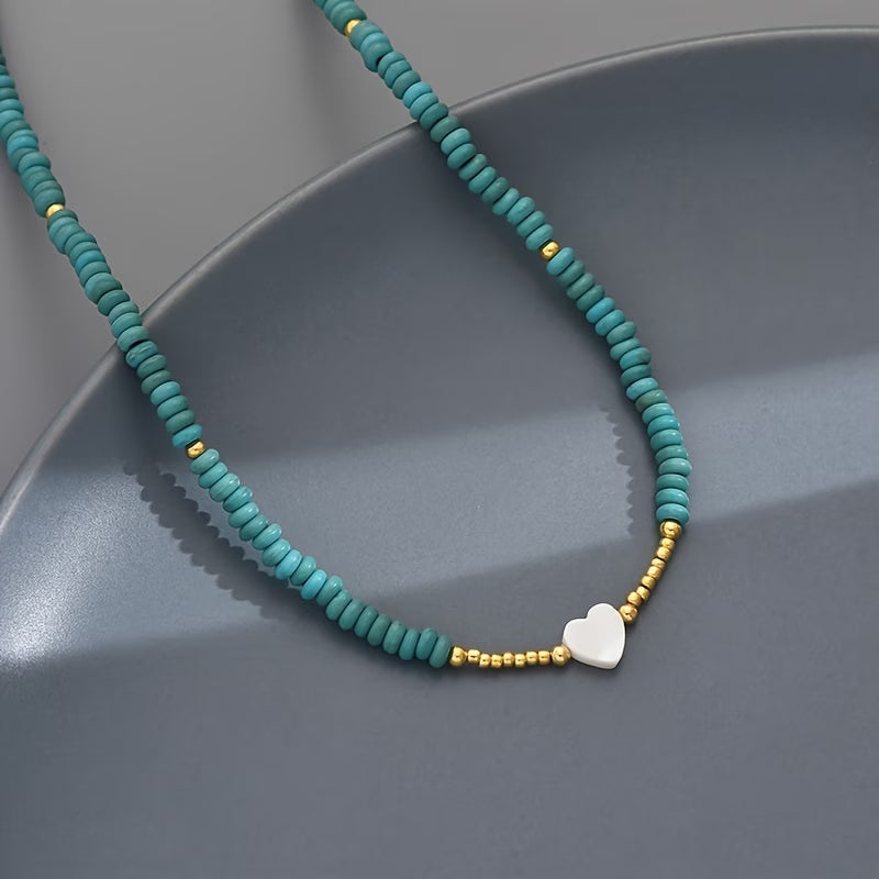 Collana Minimalista Cuore Turchese