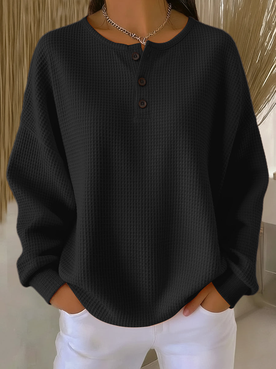 Mirabel™ | Comoda felpa Henley in tessuto waffle