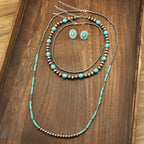 Collana e Orecchini con Perline in Contrasto Turchese (5 pezzi)