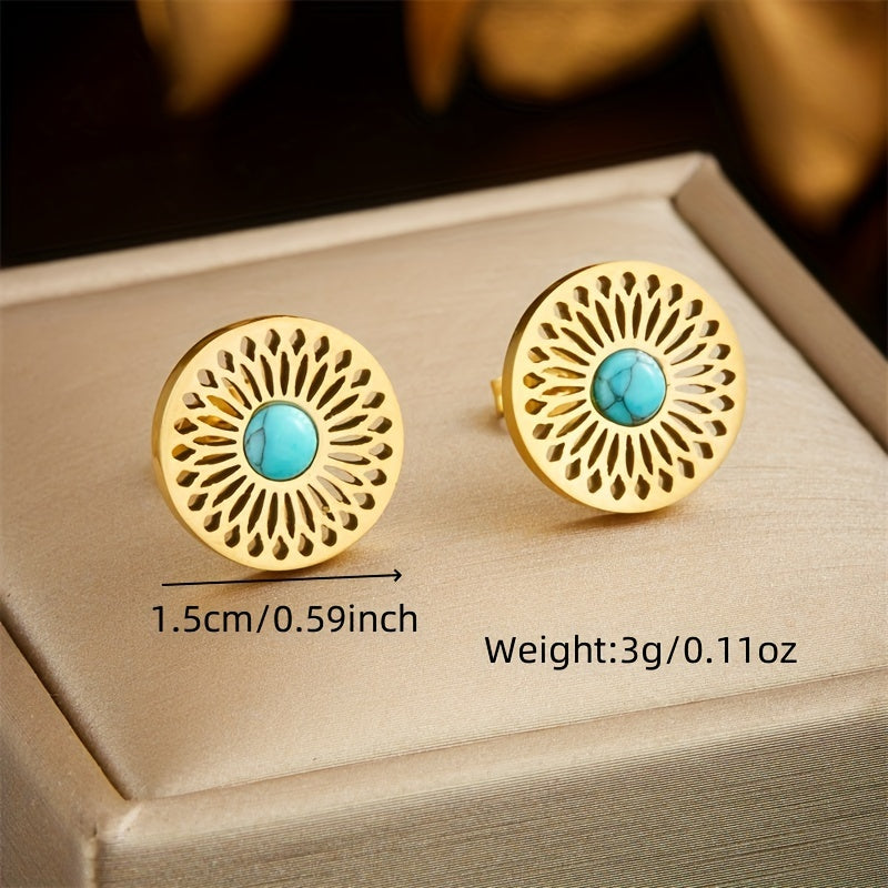 Set di Gioielli Elegante con Medaglione Turchese