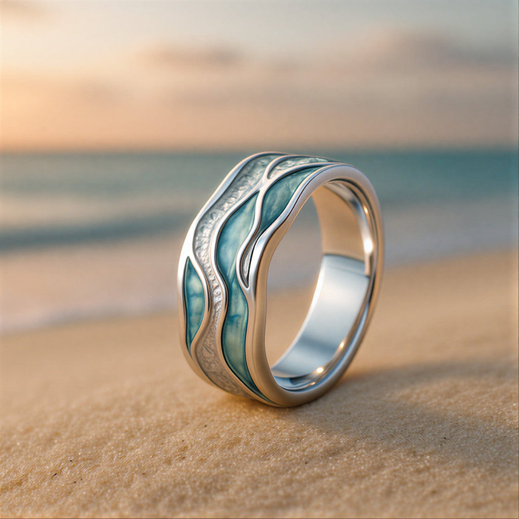 Anello Ocean Wave Turchese