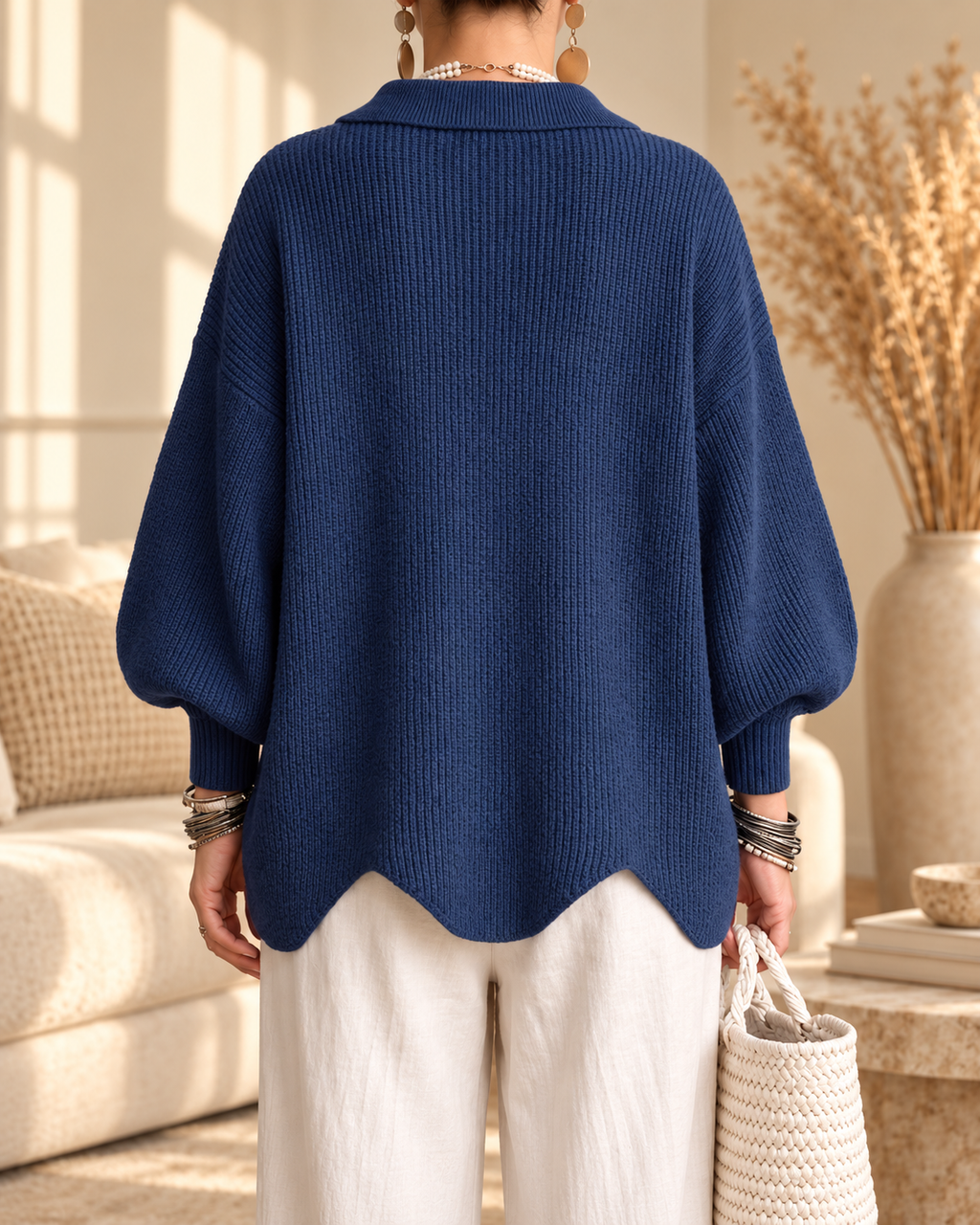 Annabel | Cardigan Button Over Size con Collo