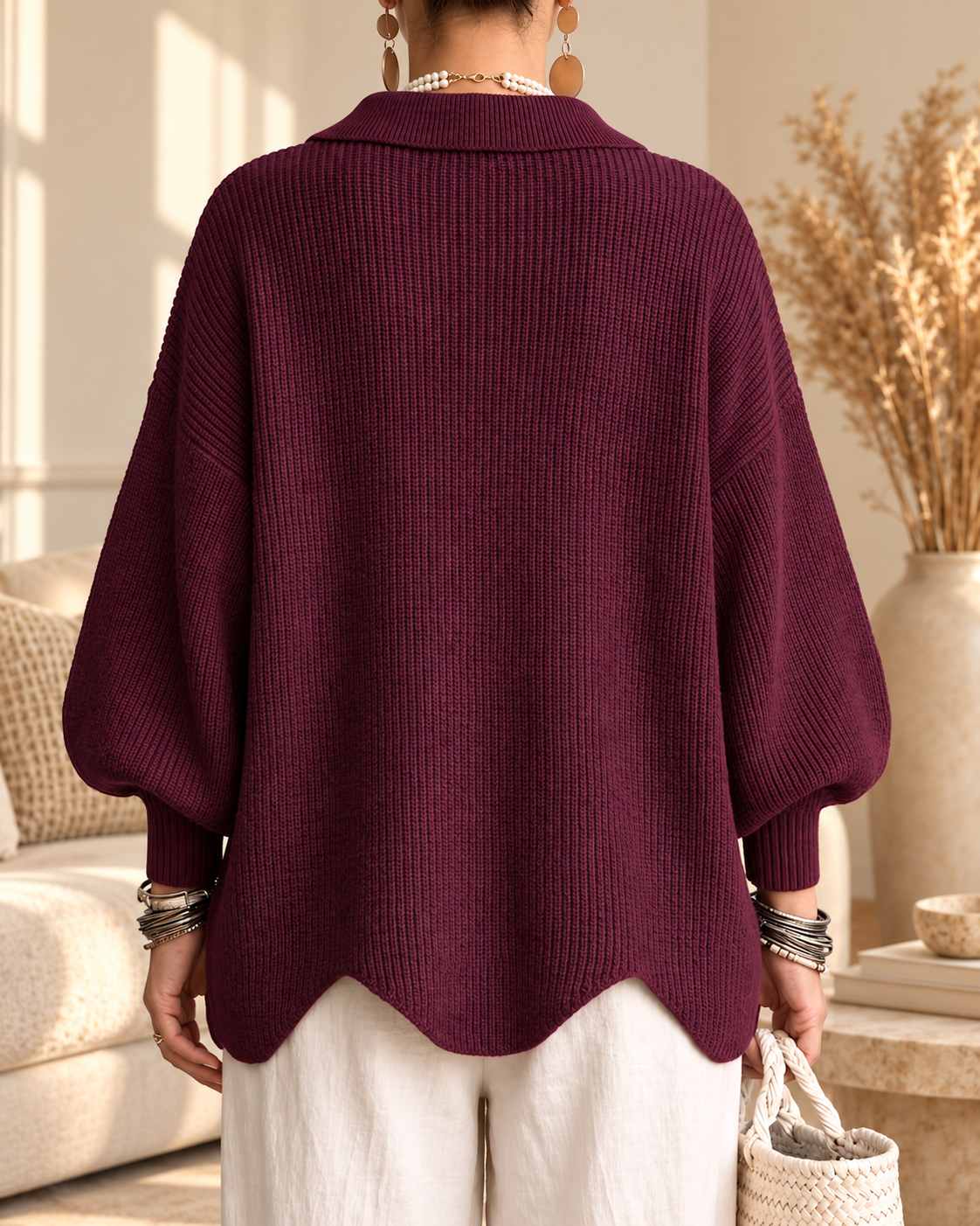 Annabel | Cardigan Button Over Size con Collo