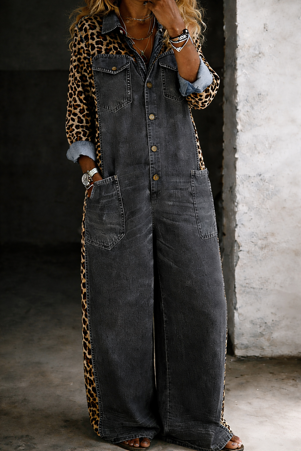 Amanda | Mono denim stampato leopardato