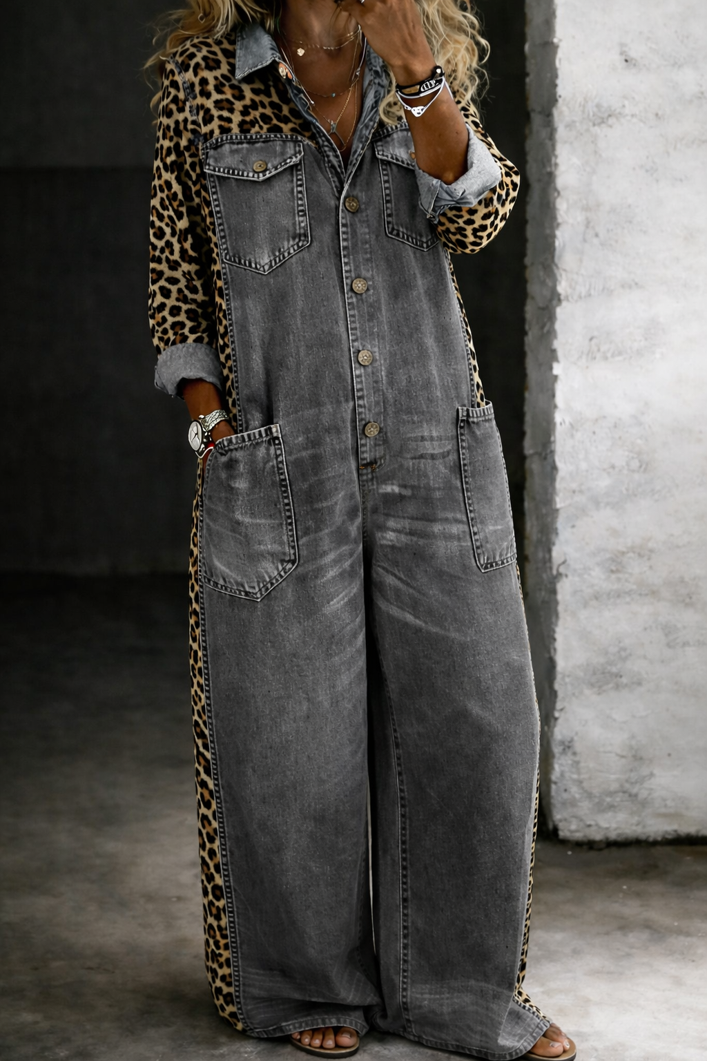 Amanda | Mono denim stampato leopardato