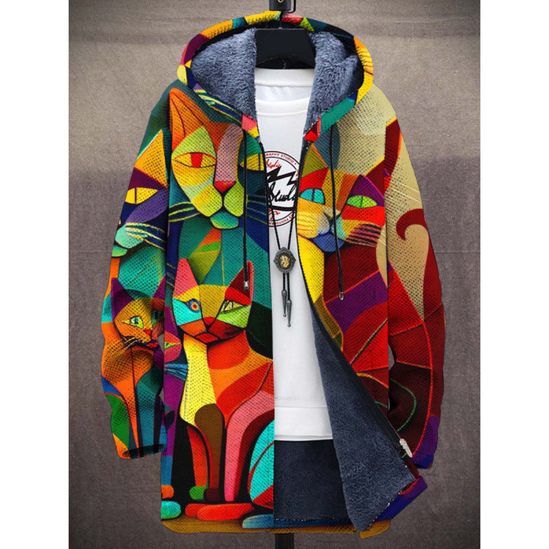 Emanuela | Cardigan con Cappuccio Fantasia Gatti