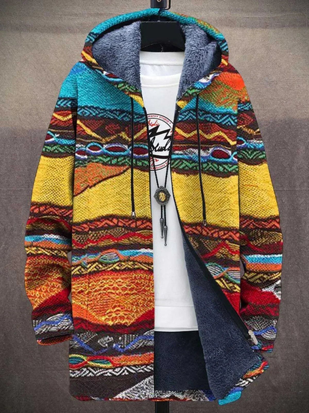 Ludovica | Cardigan con Cappuccio Fantasia Artistica