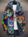 Alessia | Cardigan con Cappuccio Fantasia Arcobaleno